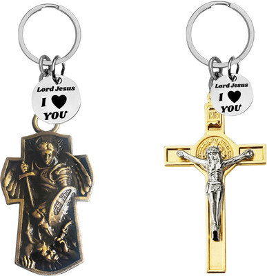 M Men Style Saint Michael Crucifix Cross Metal Religious Christian Keychain SkeyCom651-673 Key Chain