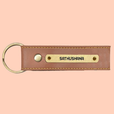 SY Gifts SYG Sathushana Name Vegan Leather Keychain Key Chain