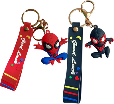 Ignite 2 Pcs Spiderman Keychain Soft Silicone Keyring Wristband Strap For Car Bike Bag Key Chain