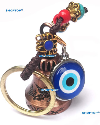 ShopTop Evil eye Guardian Bell Keychain with Beaded Charm Keyring For Good Luck KL01IU Key Chain