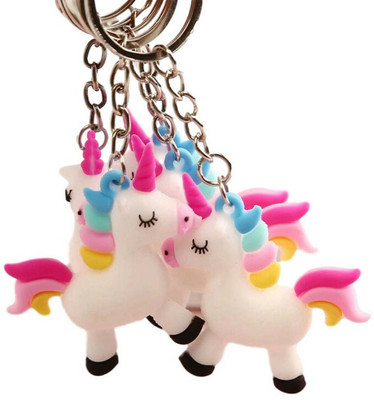 VP Quality Packs of 5 Silicone Horn Unicorn Christmas Gift Item Keyring Key Chain