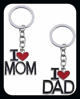 OHZEN Black I Love Mom and I Love Dad Combo Creative Design Heart Letter_J190 Key Chain
