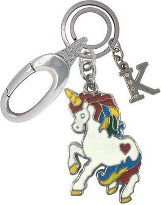 HANDSOME ISK Multicolor Beautiful Unicorn With K Letter Locking Lock Unique& Different Key Chain