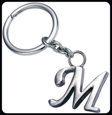 gtrp Keychain-Alphabet Letter M Metal Silver m Key Chain Key Chain