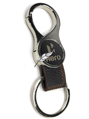 Jdp Novelty Round Shape Leather Metal Keychain for Hero Bike. Key Chain