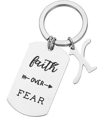 Artisans Crafted Faith Over Fear Keychain with Initial X Key Chain