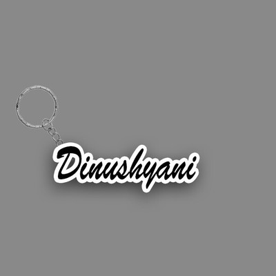 SY Gifts SYG Dinushyani Name Keychain White And Black Key Chain