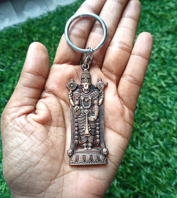 RINKON Lord Tirupati Balaji Tilak Elumalai Venkateshwara Double Sided Metal With Sank Key Chain