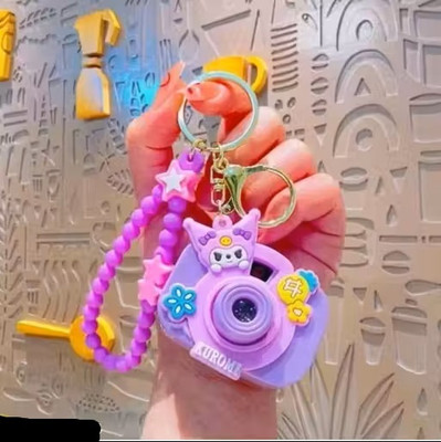 Sellon1 Kuromi Camera Keychain with Bell – Random Color Pack of 1 Key Chain