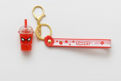 Anii style C01 Cute Blue Keychain with Cup Charm and Wrist Strap Key Chain