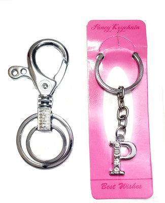 Loja collection Metal Alphabet Letter P And Metal Hook Key Chain