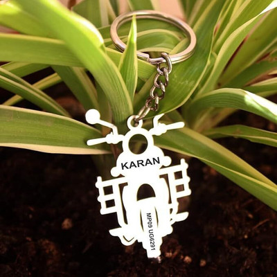 savri Stainless Steel Symbol Keychain Bike Shape with Name engraved on it Key Chain
