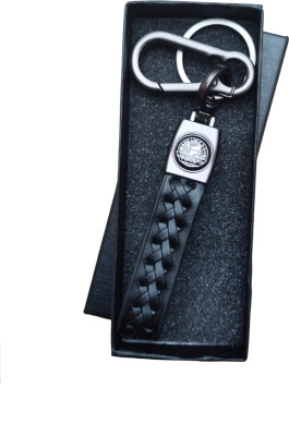 JNV Black Leather Keychain Compatible For Bullet Bike Key Chain
