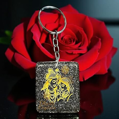 Dhviti Pyrite Keychain for Wealth & Protection – Sacred Symbol Engraved Vastu Key Chain