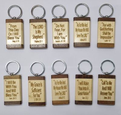 BLESSINGS Set Of 10 Wooden Christianity K Key Chain