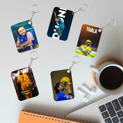 DFLEXPRINTS premium ms dhoni print wooden keychain 5pcs Key Chain