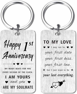 M Men Style Happy Anniversary Keychain Gifts For Women Men Husband Wife KeyS25 Key Chain