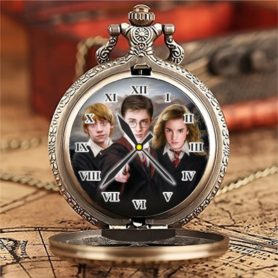 GT Gala Time Harrypotter Theme Printed Dial Vintage Gandhi Style Gifting Pocket Watch Key Chain