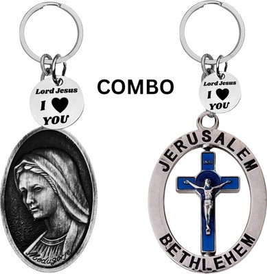 The Men Gift Double-Sided Saint Michael Keychain– Jesus cross keyring for Car Bike Com643-672 Key Chain