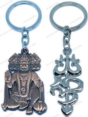 kd collections KD-224M-641 Panchmukhi Hanuman Keychain & Shiv Mahadev Om Trishul Keychain Combo Key Chain