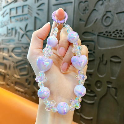 Baby Dino Iridescent Heart Loop Key Chain