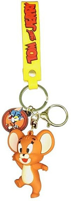 GKM Dancing Jerry Cute Cartoon Keychain Premium 3D Rubber Figure Keyring Key Chain