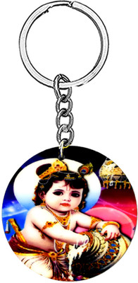 AFH Bal Krishna with Makhan Religious Keychain for Men and Women Key Chain