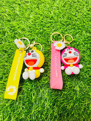 GKM Cartoon Character Doremon 3D pvc combo set strap keychain with hook Key Chain