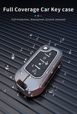 JMD GLOBAL SALES Luxury Waterproof Soft Silicon Car Key Shell with Keychain Smart Car Key Cover Key Chain