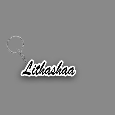 SY Gifts SYG Lithashaa Name Keychain White And Black Key Chain