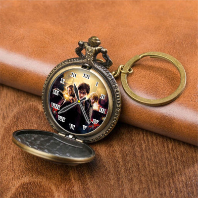 Tiny Tim Harry Potter Printed Dial Vintage Pocket-Watch Gandhi Style Metallic Best Gift Key Chain