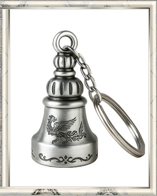 Wonderwhimzy Tibetan Bell Keychain Temple Bell Keychain Metal Guardian bell Key Chain White W Key Chain