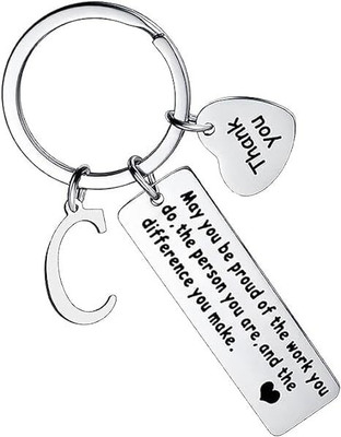 Artisans Crafted Thank You Keychain With Initial Letter Pendant C Key Chain