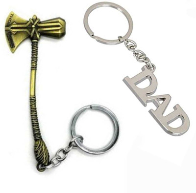 ABEL Combo Of Strombeaker Golden Axe And Dad In Steel Keychain Key Chain