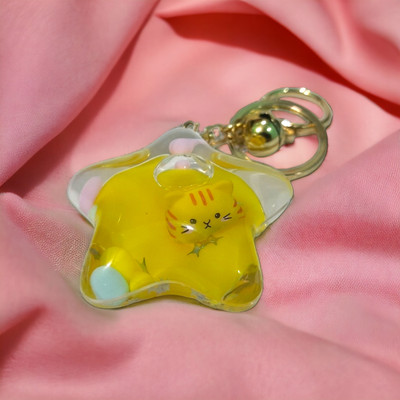 VSS Unicorn Glass Water keyring filled with Glitter. Ideal gift for girls-Star-1 Key Chain