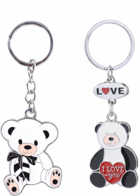twilight shine Cute Bear Hugs Couple Keyring Set - Romantic Matching Enamel Key Chain