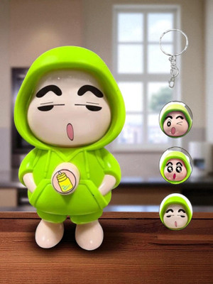 SSAppliances Shinchan Face Changing Keychain (Green) | 3D Cartoon Shinchan ABS Action Figure Key Chain