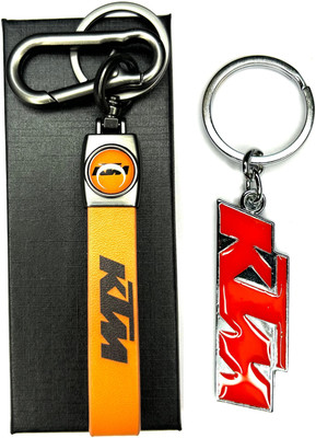 FLAMBE Leather Belt Ktm Bike Leather Keychain Steel Logo Keychain Pack Of 2 Key Chain
