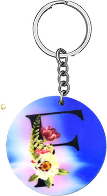 AFH Alphabet F Flower Intial New Gen Love Charm Gift Blue Keychain for Men and Women Key Chain