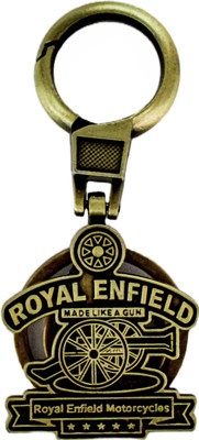 srijan RE Royal Enfield Golden Metal Carabiner Locking Hook Double Ring Bike Unisex Key Chain