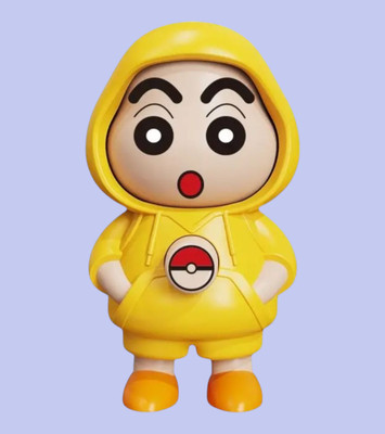 AirSoft Cute Shinchan Desk Collectible Funny Yellow Hoodie Cartoon Expression Change Toy Key Chain