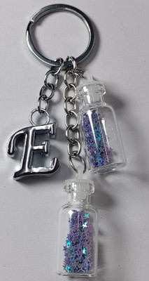 MOREL E LETTER KEYCHAIN WITH COLORIZED SHINING STAR DRIFTING 2 BOTTLE FOR CAR & GIFTS Key Chain