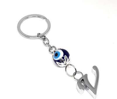 HiyaaV Turkish Evil Eye Gift Keyring For Bike Car Home Men Women Girls Boys Alphabet V Key Chain