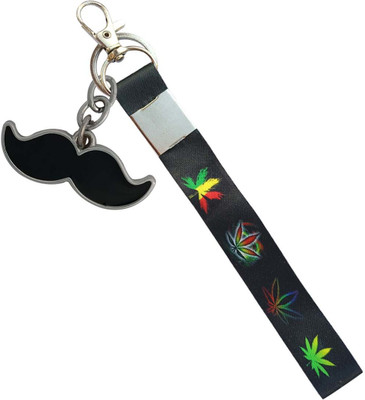 SHOKY LOOKS Fashionable Black Strip With Mustache High Quality Fabric Key Chain