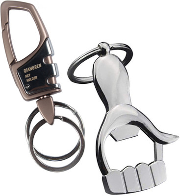 StealODeal Pink Metal Hook Keychains with Hand Opener Keychain for Bikes Car Key Chain