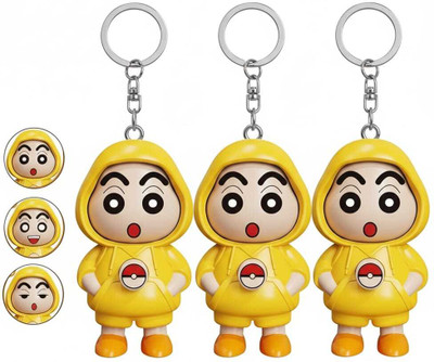 Newvent 3 PCS Shinchan Mood Keychain Switch Faces Freely Funny Anime Gift for Friends Key Chain