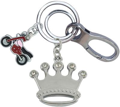 SHOKY LOOKS Elegant Design Crown With Beautiful Pink Bike Locking Lock Key Chain