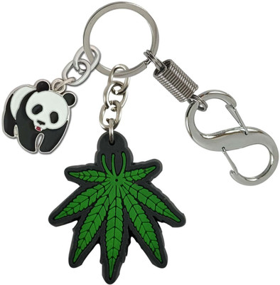 SHOKY LOOKS Green Leaves With Walking Cute Panda Good Looking design Locking Lock Key Chain