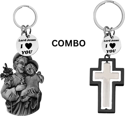 M Men Style Lord Jesus Keychain Combo– Sacred Heart Religious Keyring Set SkeyCom637-676 Key Chain