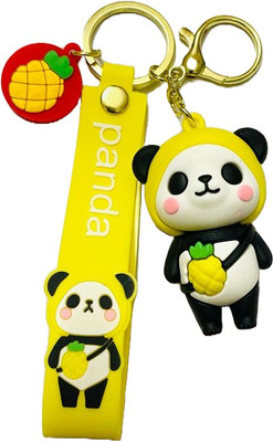 GKM Panda Pineapple theme premium qaulity 3D pvc keychain with strap hook Key Chain